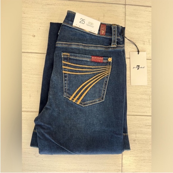 7 For All Mankind Dojo Original Jeans Trouser NWT Size 25 7FAMK Golden pockets - Picture 15 of 15